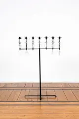 Erik Höglund, Chandelier, A candelabra in cast iron and glass by Erik Höglund circa 1960 and executed by Kosta Boda