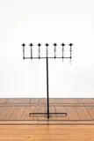Erik Höglund, Chandelier, A candelabra in cast iron and glass by Erik Höglund circa 1960 and executed by Kosta Boda