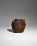 Auguste Delaherche, Vase, glazed stoneware with applied handles, impressed 'AUGUSTE DELAHERCHE' and order number '3465'