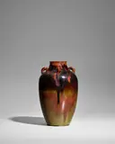 Auguste Delaherche, Vase, glazed stoneware with applied handles, impressed 'AUGUSTE DELAHERCHE' and order number '3634'