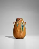 Auguste Delaherche, Vase, glazed stoneware with applied handles, impressed 'AUGUSTE DELAHERCHE', order number '6583'