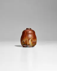 Small Vase by Auguste Delaherche, stoneware with partially iridescent glaze, impressed monogram 'ADHRC' and order number '314', sold Apr 2025