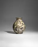 René Buthaud, Vase, craquelure glazed stoneware with silvered highlights, glaze mark 'RB'