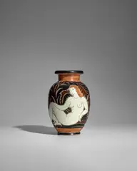 René Buthaud, Vase, carved and glazed earthenware with coloured slips, glaze mark 'RB'