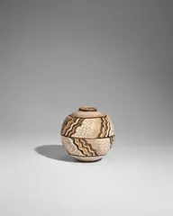 René Buthaud, Vase, craquelure glazed stoneware with gilt highlights, glaze mark 'RB'