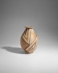 René Buthaud, Vase, craquelure glazed stoneware with gilt highlights, glaze mark 'J