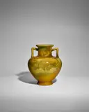 Rare and Early Vase by Albert Robert Valentien, glazed earthenware, decorated with dragons amidst clouds, impressed factory mark 'RP' with two flames, incised artist's , sold Apr 2025