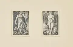 Hans Sebald Beham, Adam, Standing; Eve, Standing (Bartsch VIII.115.3;4, Pauli 3;4), Two engravings, on laid paper, the second and final state, trimmed to or just inside the platemark