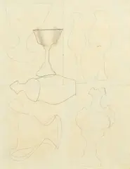 Ben Nicholson O.M., Sketches of Etruscan Vases, pencil on paper, laid on board