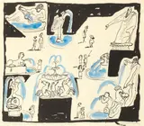 Edward Bawden R.A., Rough Sketch for the Cover Design of The Listener, Travel Number, 1960, ink, pen and ink, watercolour and pencil on paper