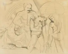 Christopher Wood, The Beach Scene, Nice, pencil