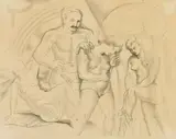Christopher Wood, The Beach Scene, Nice, pencil