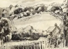 Michael Ayrton, Windy Day, pen and ink, ink, pencil and wash on paper