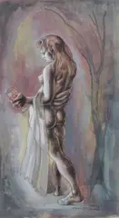 Michael Ayrton, St Anthony, No. XI, The Woman, watercolour, gouache and pen and ink on paper