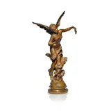 Mathurin Moreau, 'La Rosée', circa 1900, Patinated bronze, allegorical study of morning dew, modelled as a fairy, on an integrated domed base