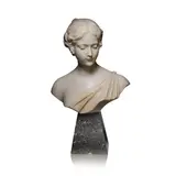 Dante Zoi, Bust of a maiden, circa 1900, Marble