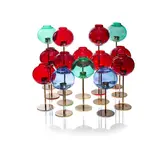 Hans-Agne Jakobsen, 'Model 135' set of fourteen candlesticks, circa 1960, Polished brass, each with a spherical glass shade