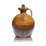 Thiebaut Chague, for Wenford Bridge Pottery, Stoneware, treacle brown glaze with incised iron design
