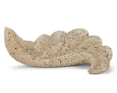 'Indian Leaf' by Felicity Ayleiff, 1999, Glazed stoneware, the cream ground with terrazzo decoration, offered Dec 2024