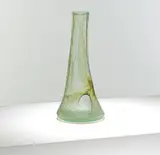 for James Couper & Sons by Christopher Dresser, circa 1895, Green glass, the conical body tapering to an inverted rim, offered Mar 2025