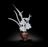 Elliot Walker, 'Porcelain Bloom I' sculpture, Freeblown and hotsculpted glass, modelled as an urn with flowers and foliage