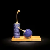 Nick Mount, 'Granularro Fruit and Can: A Still Life' sculpture, Freeblown glass, surface worked with murrini, rock maple stems, on a rectangular myrtle base