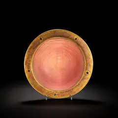 Anna Dickinson, Charger, 1991, Pink glass, carved with spiral decoration