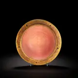 Anna Dickinson, Charger, 1991, Pink glass, carved with spiral decoration