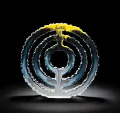 Colin Reid, 'Concentric R339', sculpture, 1989, Cast glass, decorated in yellow, with streaks of black and white