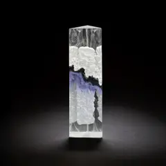 Colin Reid, 'R494' lidded box, 1992, Kiln and lost wax cast glass, polished and sandblasted with lilac and black pigment inclusions