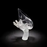 Bruno Romanelli and Peter Layton, 'Hand-Held Vase', 1995, Lost-wax cast glass, modelled as a hand, holding a blown and moulded glass vase