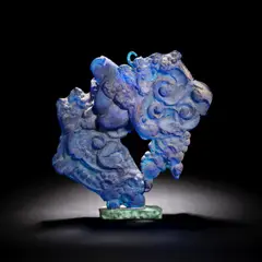 Amanda Brisbane, 'From the Baroque', sculpture, 1991, Lost wax cast blue glass, of abstract form, raised on an integrated patinated terracotta base