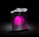 Tessa Clegg, 'Stone Bottle' bottle and stopper, 1996, Violet glass, of oval form with scalloped sides, the textured stopper sculpted and hot chipped as a naturalistic stone