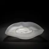 Elizabeth Swinburne, 'Gentle Touch', bowl, circa 1991, Blown and sandblasted glass, the bowl with a folded lip surmounted by a cast glass and sandblasted hand