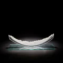 Keiko Mukaide, 'Moonsword', circa 1995, Pate de verre on a cast glass crescent, surmounted on a rectangular plate glass base