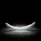 Keiko Mukaide, 'Moonsword', circa 1995, Pate de verre on a cast glass crescent, surmounted on a rectangular plate glass base