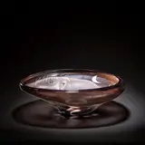 Steven Newell, 'Lunar Distortions' bowl, circa 1992, Blown glass, etched and sandblasted, decorated with two abstract figures and a crescent moon