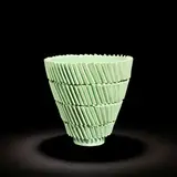 Claudia Frignani, 'Paper Clay' vase, 2020, Terracotta, shiny green glaze with spiralling rectangular additions