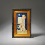 Rare 'Philomelæ', from the 'Legend of the Goode Wimmen' Series Figural Tile Panel by Edward Burne-Jones, glazed ceramic, wood frame, sold Dec 2025