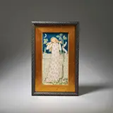 Rare 'Thisbe', from the 'Legend of the Goode Wimmen' Series Tile Panel by Edward Burne-Jones, glazed ceramic, wood frame, sold Dec 2025