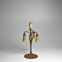 Tiffany Studios, 'Wild Carrot' Four-Light 'Lily' Table Lamp, patinated bronze, favrile glass, base stamped '8 1557 TIFFANY STUDIOS NEW YORK', firm's 'CLT' cypher, incised 6814