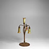 Tiffany Studios, 'Wild Carrot' Four-Light 'Lily' Table Lamp, patinated bronze, favrile glass, base stamped '8 1557 TIFFANY STUDIOS NEW YORK', firm's 'CLT' cypher, incised 6814