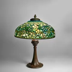Tiffany Studios, 'Dogwood' Table Lamp, leaded glass, patinated bronze, shade stamped 'TIFFANY STUDIOS NEW YORK', base stamped 'TIFFANY STUDIOS 368'