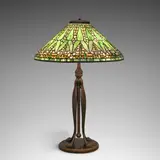 Tiffany Studios, 'Arrowroot' Table Lamp, leaded glass, patinated bronze, shade stamped 'TIFFANY STUDIO NEW YORK'