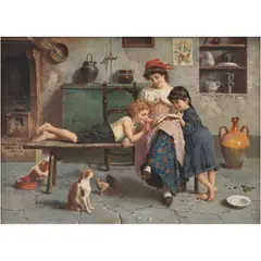 LECTURA EN LA COCINA by Atribuído A Jules Zermati, Óleo sobre tela, sold Apr 2026