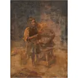 ITALIA, FINALES DEL SIGLO XIX by Herrero Trabajando En Una Coraza, Óleo sobre tela, offered Apr 2026