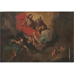 Santísima Trinidad, MÉXICO, SIGLO XIX, Óleo sobre tela