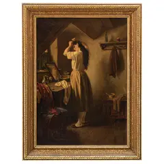 Jacobus Leisten, DAMA EN EL ESPEJO, Óleo sobre tela