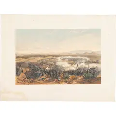 Carl Nebel, ASSAULT OF CONTRERAS, Litografía coloreada, 27.5 x 41.8 cm