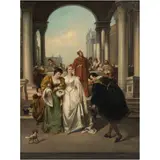 Caballero y Dos Damas, ITALIA, 1891, Óleo sobre tela